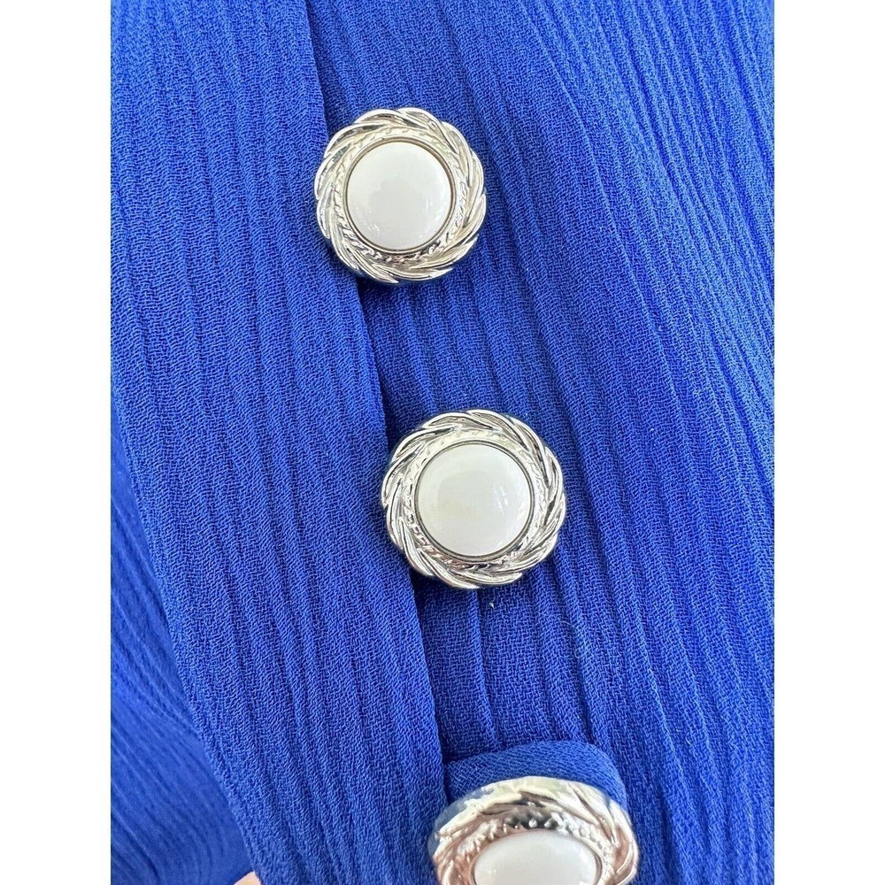 Vtg 80s Dress Lace Collar Pearl Buttons Midi Sz L XL Long Sleeve Victori… - Picture 3 of 9